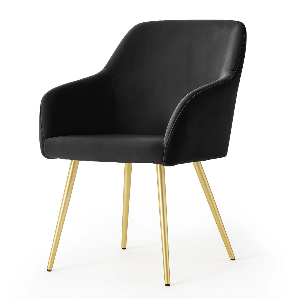 Set di 2 Sedie in velluto liscio ESTELLE Nero gambe oro
