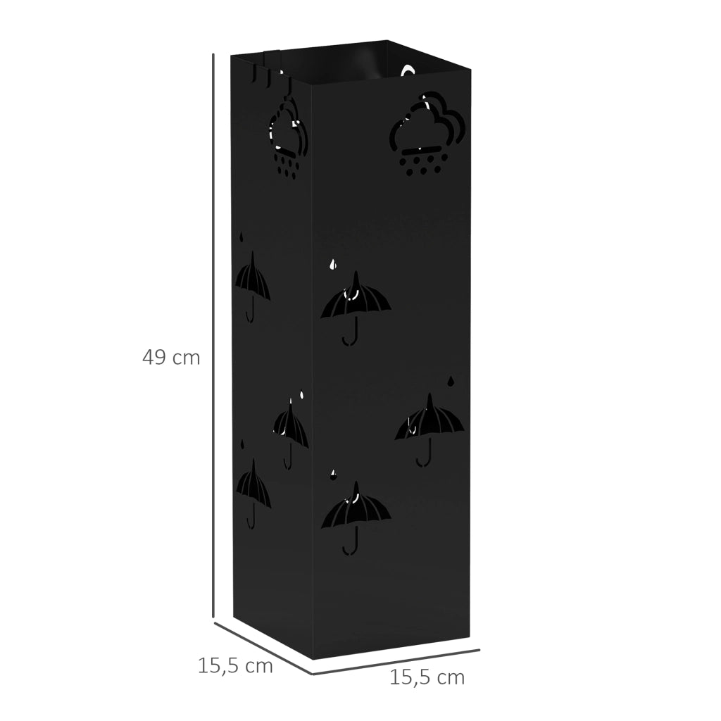 Portaombrelli in metallo con 4 ganci e vassoio ¨C Minimal ¨C Nero