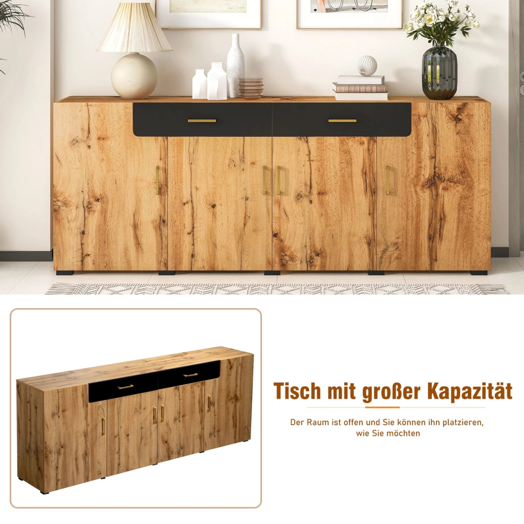 Credenza; 208x39;5x80 cm; con 4 ante; marrone