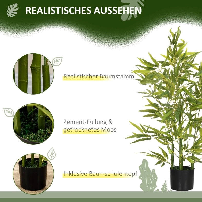 Pianta artificiale di bamb¨´ ULEVR 90 cm con 504 foglie, vaso incluso, verde