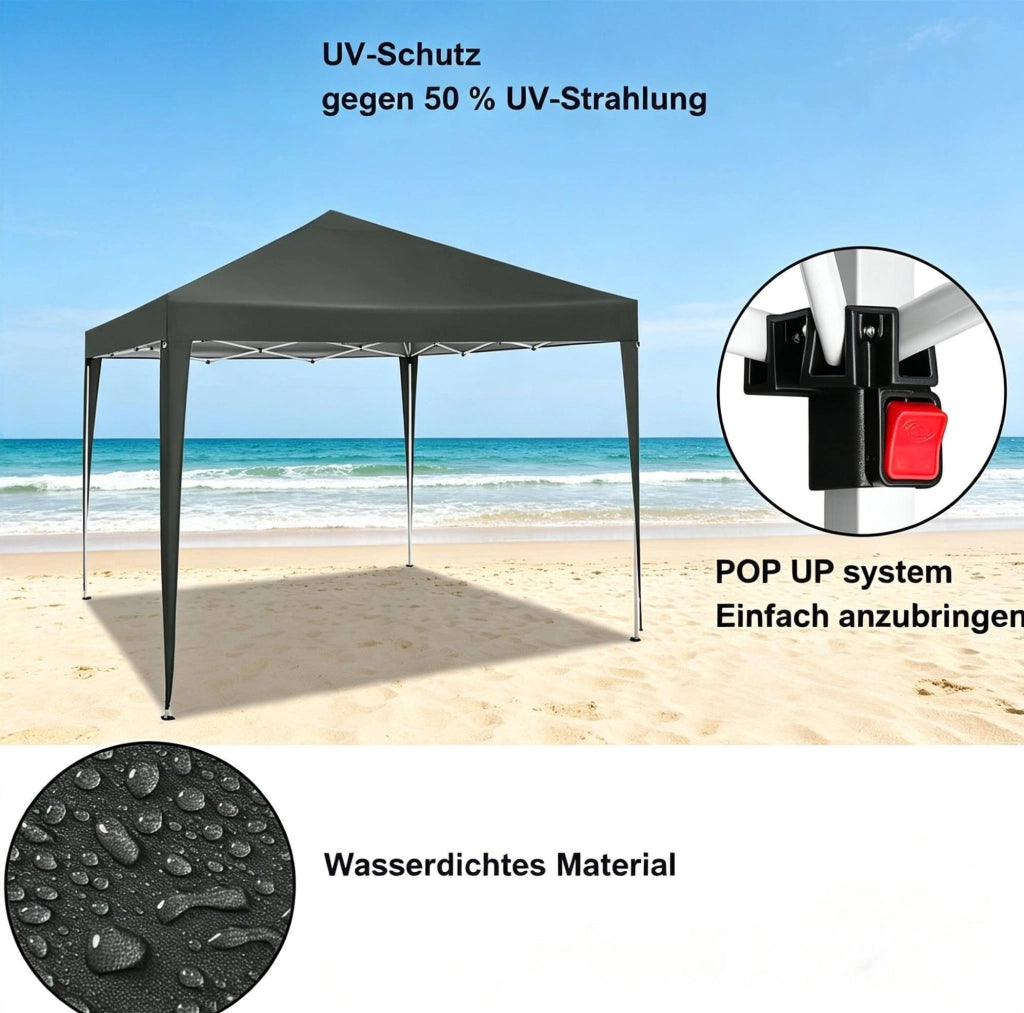 Gazebo pieghevole 3x3 m grigio scuro, altezza regolabile