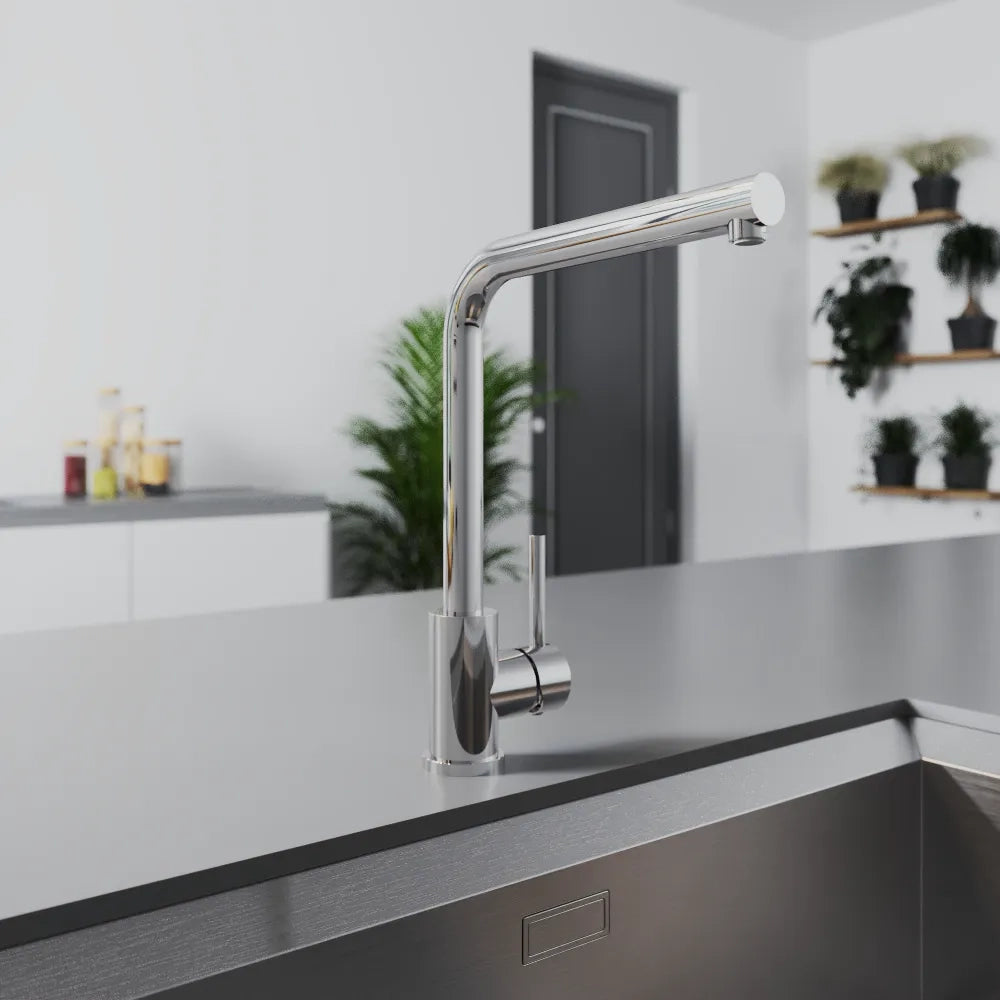 Miscelatore lavello cucina orientabile in acciaio inox cromato | Zenzero