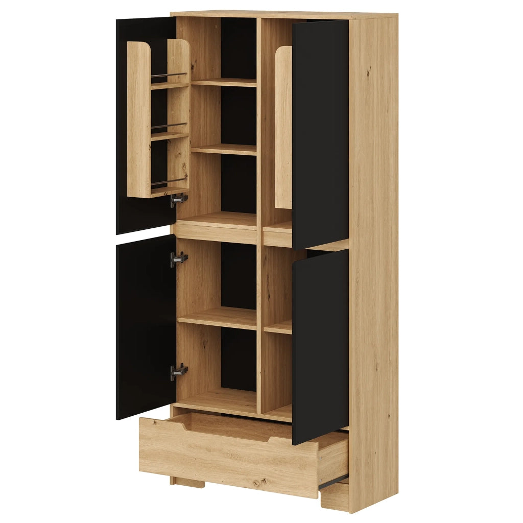 Armadio da cucina alto 80x35x180 cm, con 1 cassetto e ripiani regolabili, mensole su porta, per soggiorno e sala da pranzo