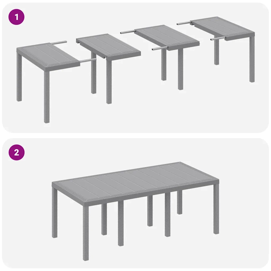 Set da Pranzo per Giardino 9 pcs Grigio Chiaro Polipropilene 3378587