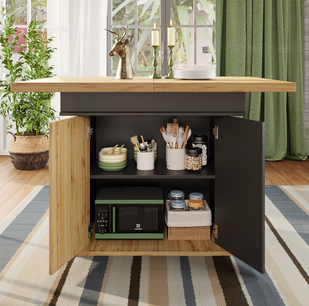 Tavolo da pranzo estensibile 110-140 x 80 x 75 cm MDF nero e legno