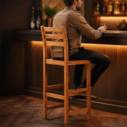 Bar Stools, Set Of 4, Solid Acacia Wood