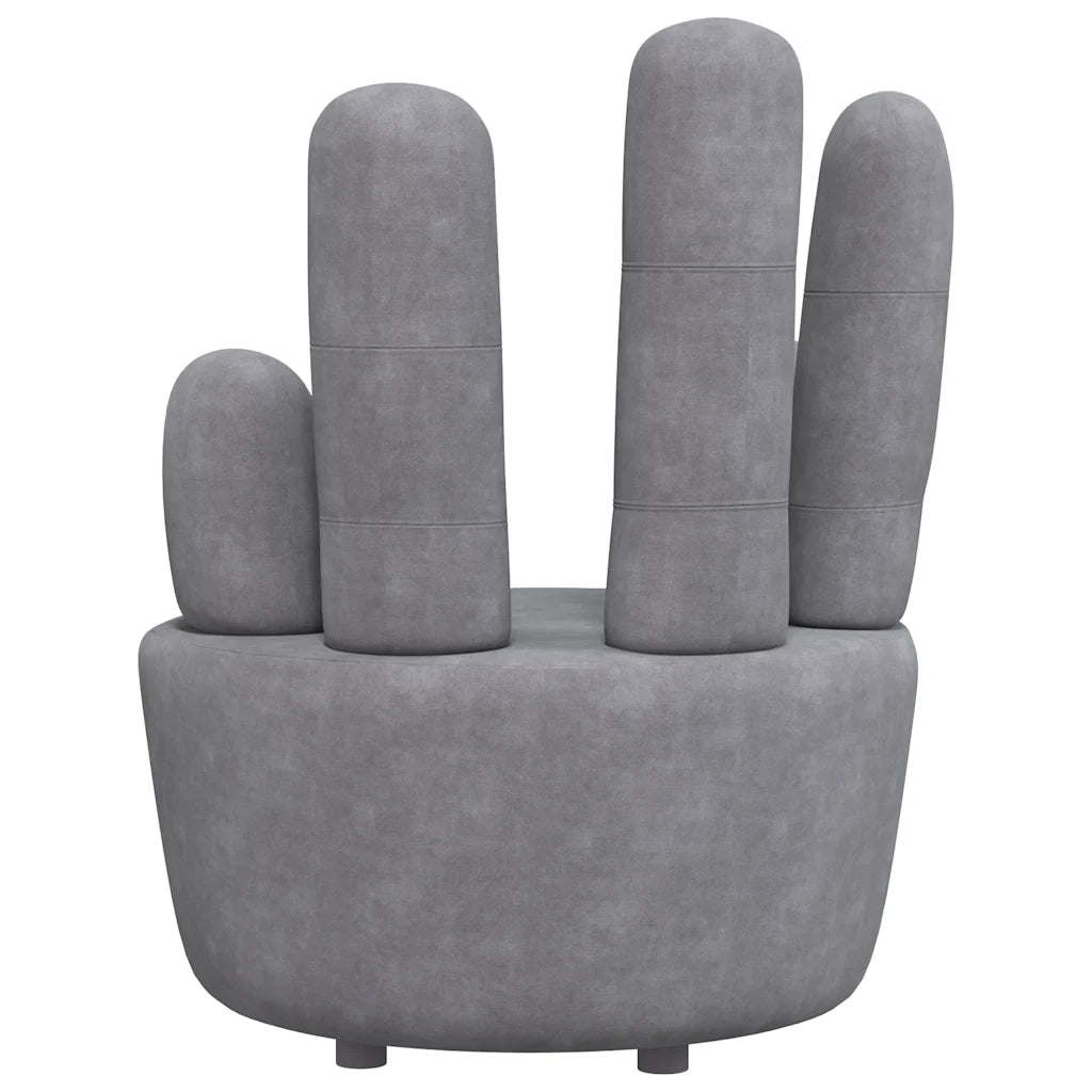 Poltrona a Forma di Mano Grigia in Velluto 241731
