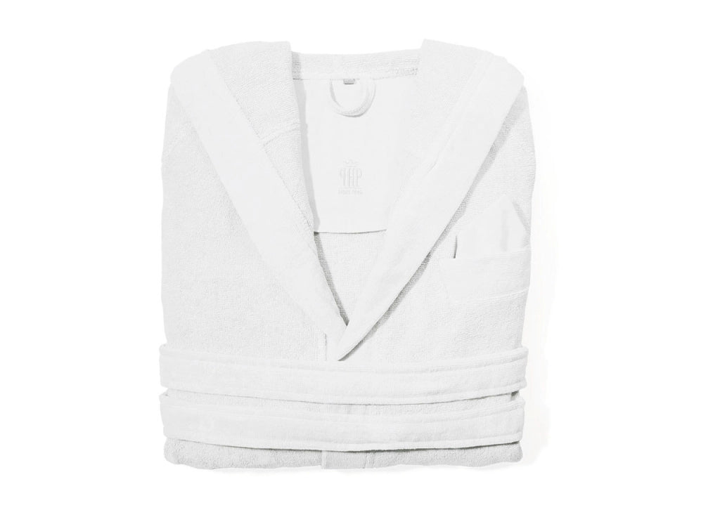 Accappatoio Con Cappuccio E Tasche In Spugna Mod. Joy Tinta Unita Bianco - L-XL - Bianco