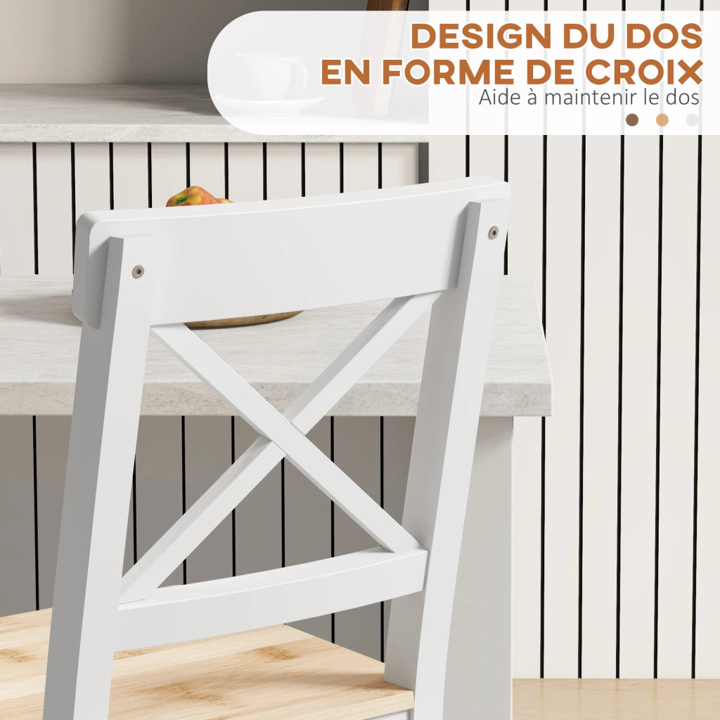 Set 2 sgabelli da bar ¨C Minimal ¨C bianco e legno naturale 41x46x97,5cm
