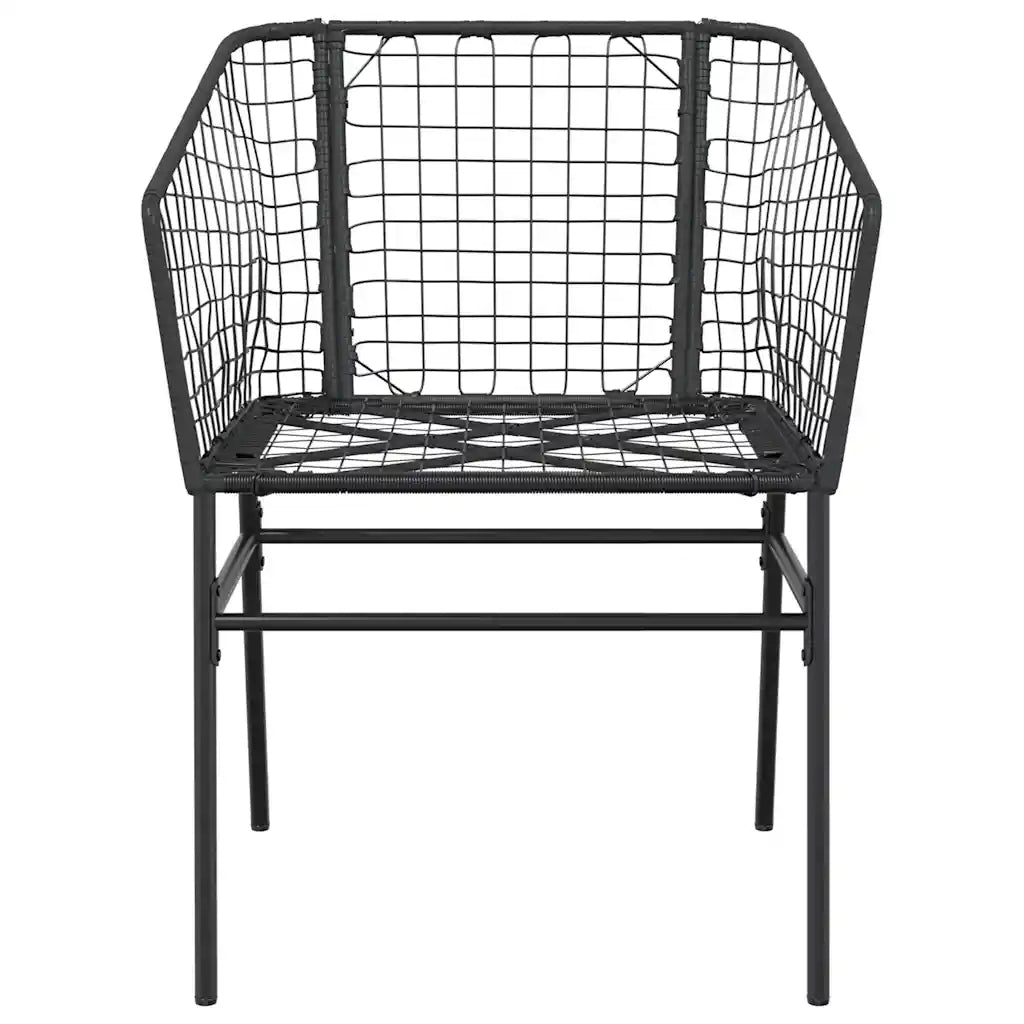 Set Mobili da Pranzo per Giardino 3 pz | Set Salotto da Giardino Nero Polyrattan Vetro