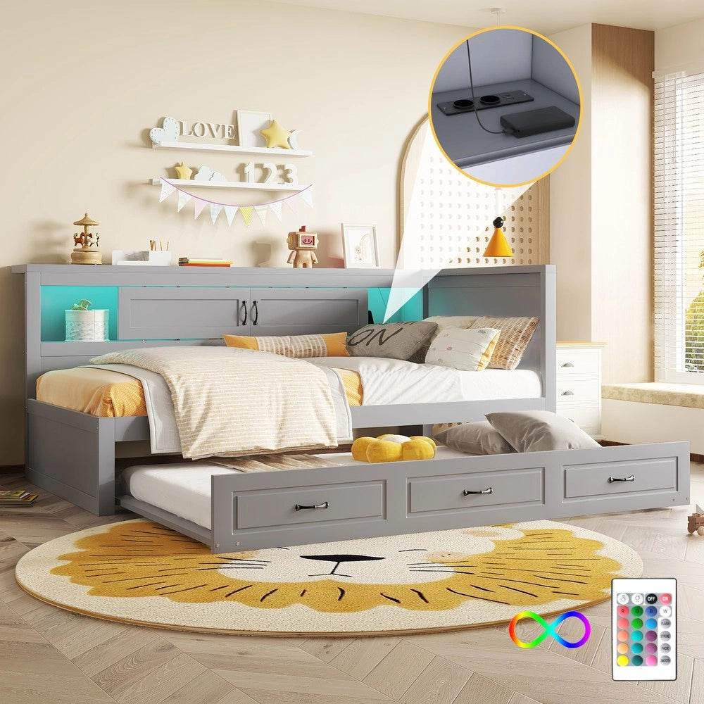 Letto Divano con LED e Contenitore ¨C MINIMAL ¨C Grigio 90x200