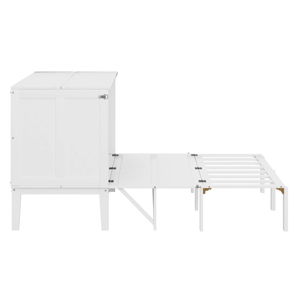 Letto a scomparsa verticale 140x200 cm con vani inferiori in MDF e metallo; bianco