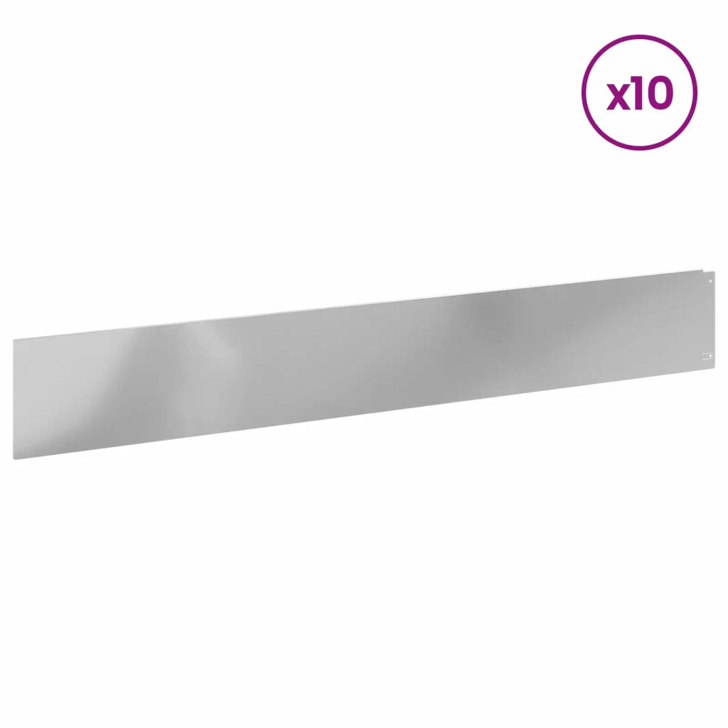 Bordura per Prato 10 pcs 100 x 15 cm Acciaio Argento 8008827