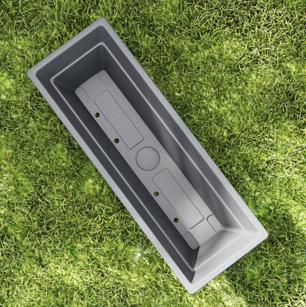 Set di 5 vasi da esterno impilabili in plastica grigio