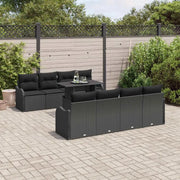 Set Divano da Giardino con cuscino 7 pcs Nero polyrattan
