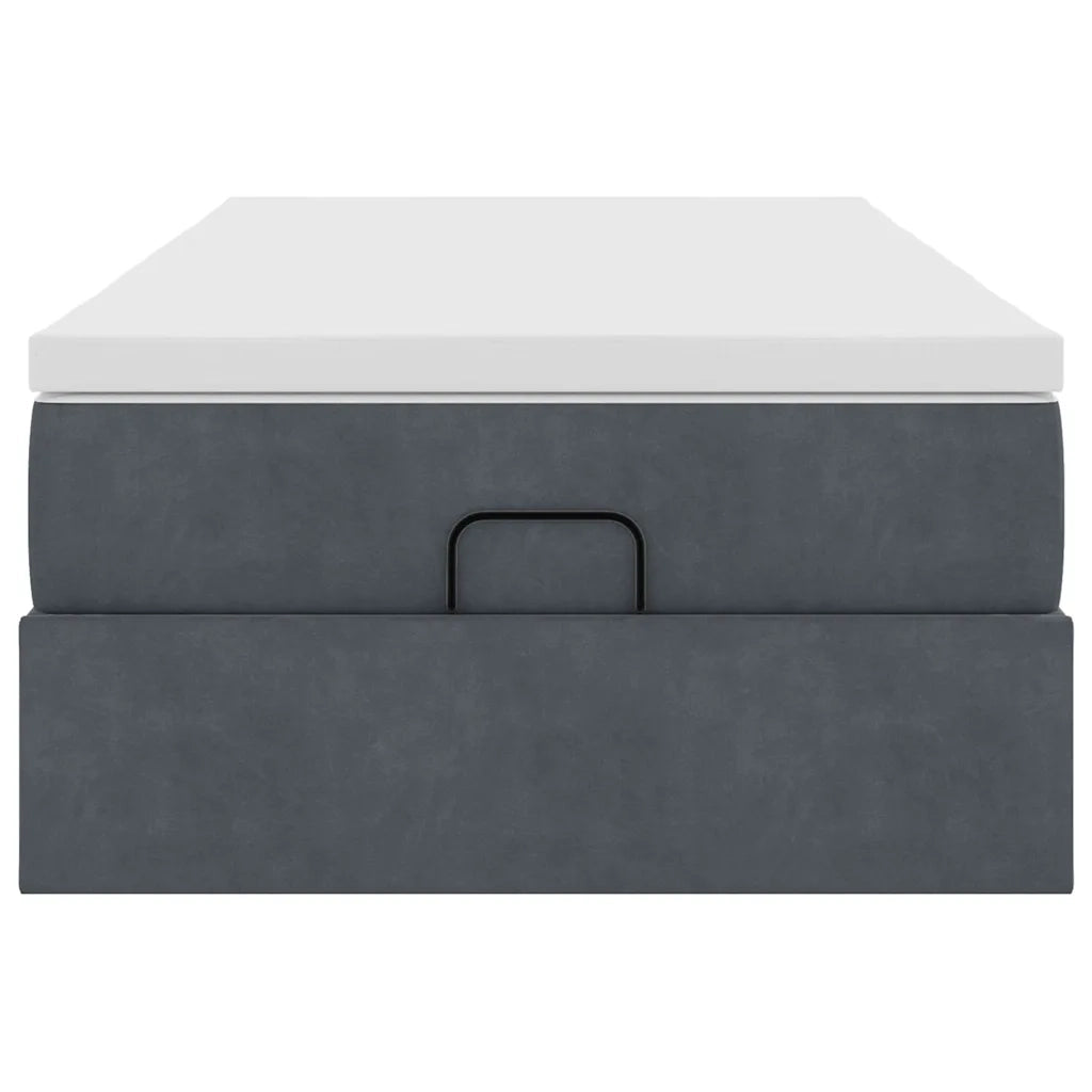 Struttura Letto Pouf con Materasso-Giroletto 180x200 cm in Velluto