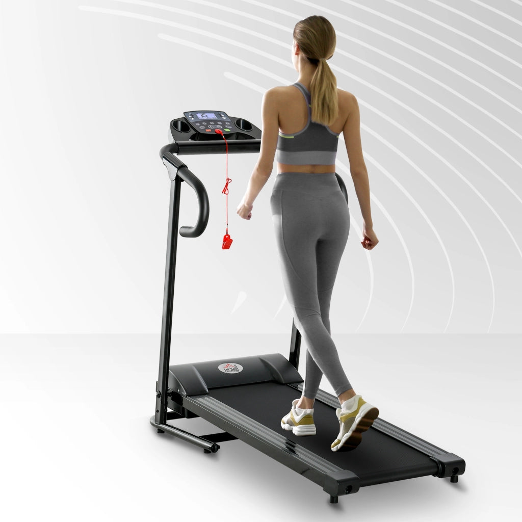 EasyComfort Tapis Roulant Elettrico Pieghevole Salvaspazio, Tapis Roulant Professionale con Display LCD, Velocità 0.8-10km/h e 12 Programmi, Potenza 500W, per Casa e Ufficio, Nero