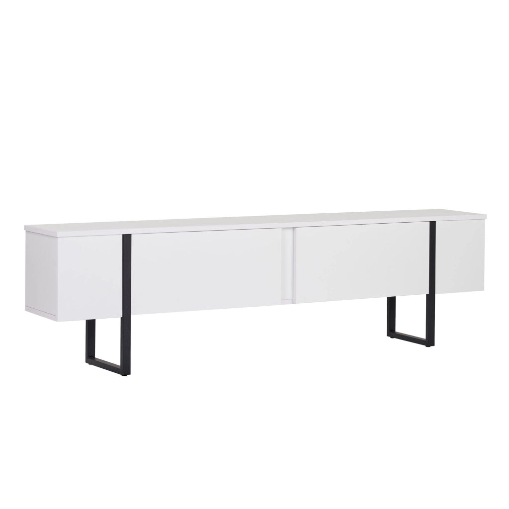 Porta TV in legno "Onera" - 180 x 30 x 45 cm - Bianco-Nero