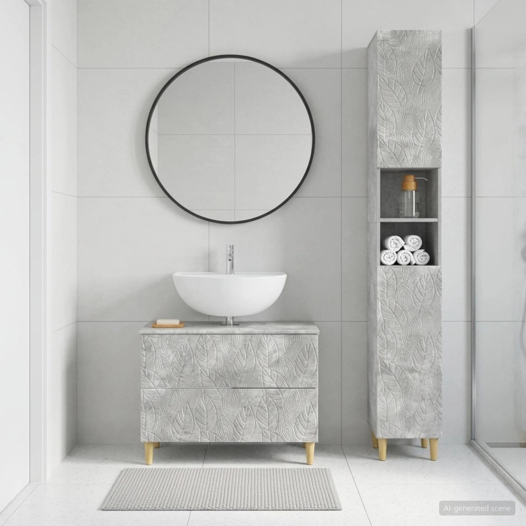 Set di Armadi da Bagno da 2 Pezzi DELFT Grigio Cemento 3417543
