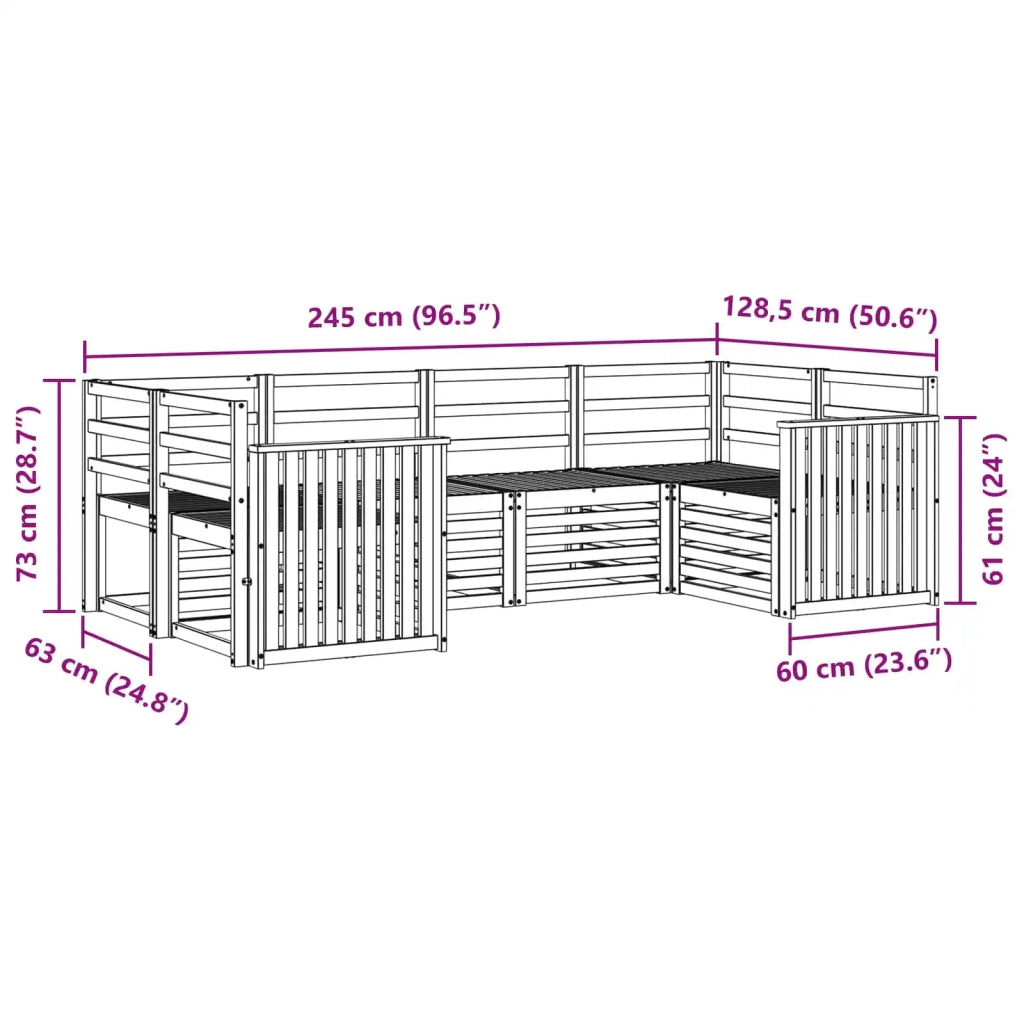 Set di divani da esterno 6 pcs Bianco 245 x 128,5 x 73 cm 3392389