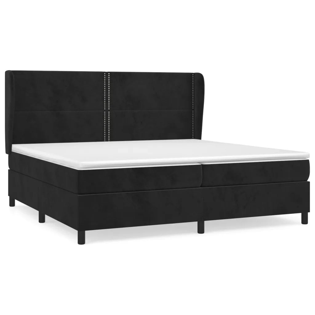 Giroletto a Molle con Materasso Nero 200x200 cm in Velluto 3129173