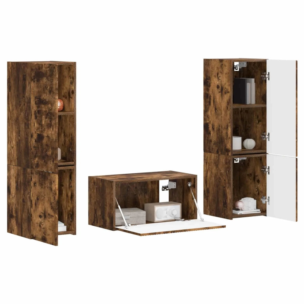 Set mobile TV 5 pz-Credenza per TV Rovere fum¨¦ Legno multistrato 916351