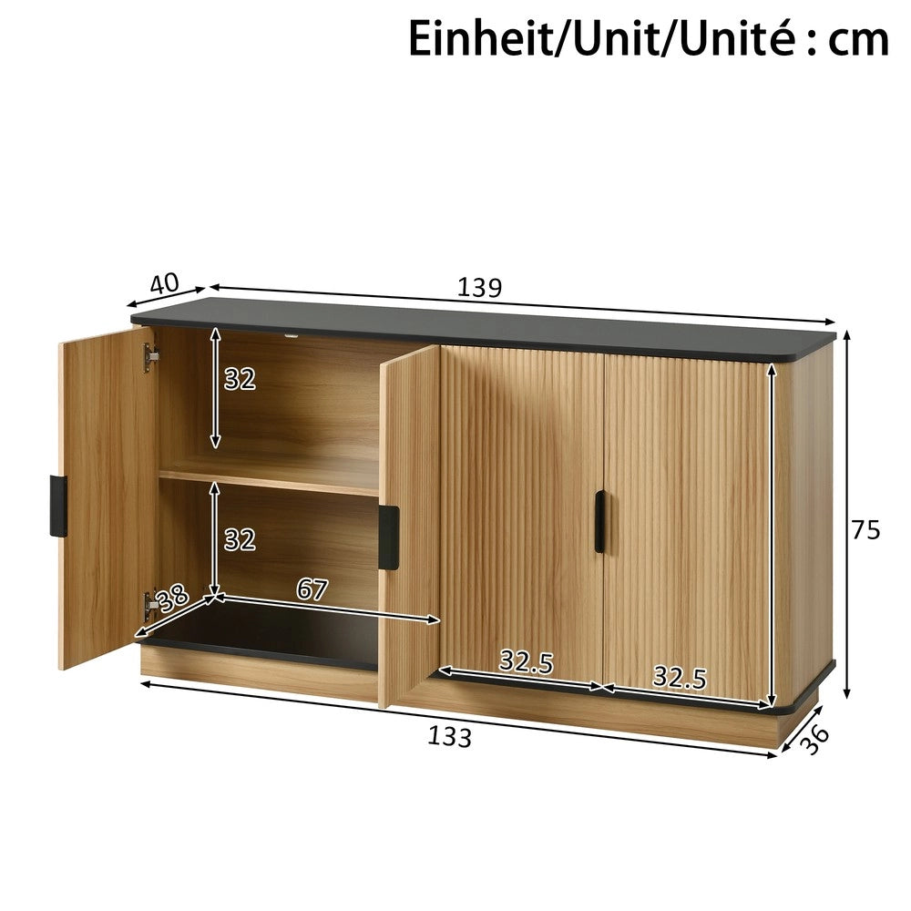 Credenza 4 Ante con Ripiani ¨C MINIMAL ¨C Legno, Multiuso, Stoccaggio