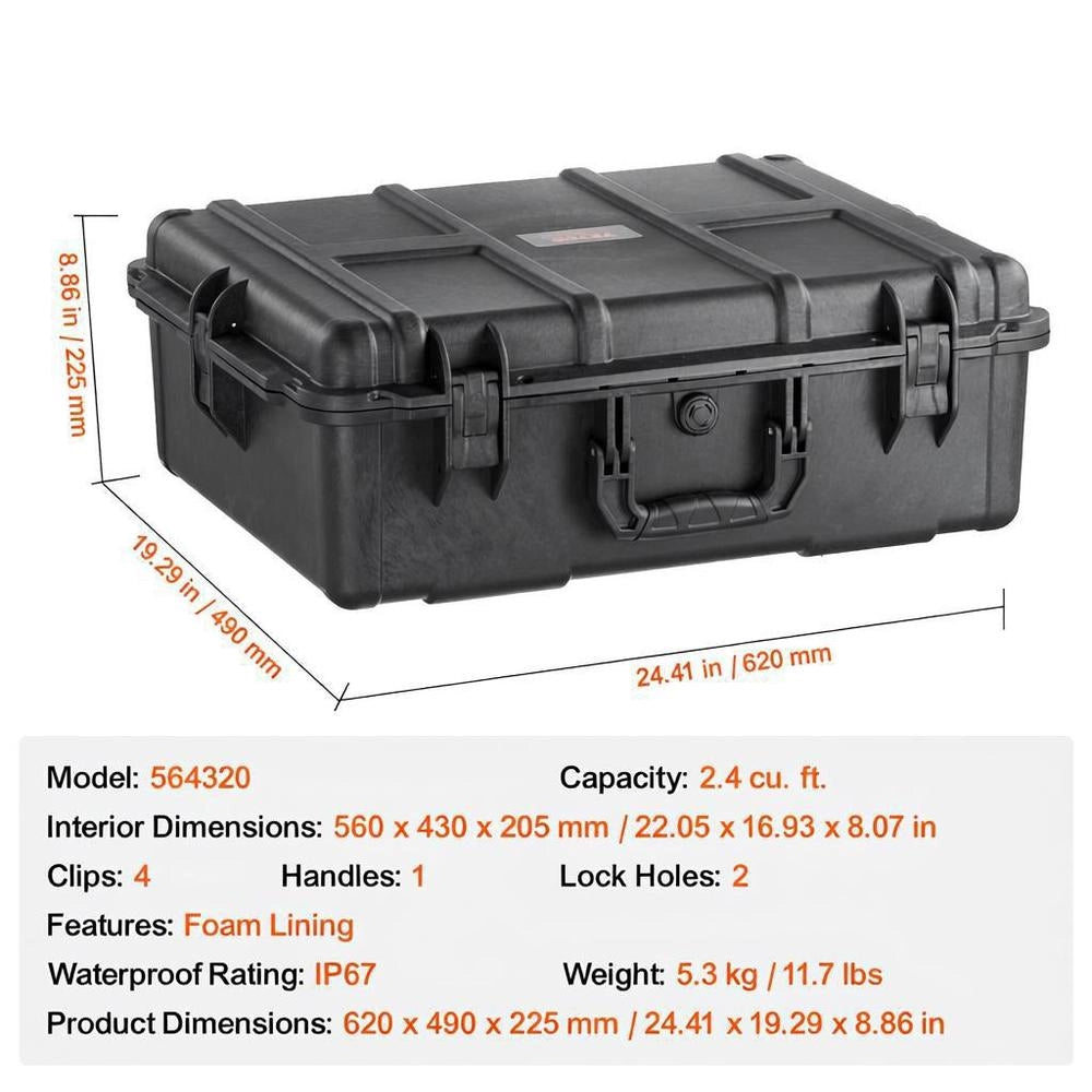 Weatherproof Hard-shell Case, Dry Box, Handle, Carrying Case, 0.068m³