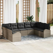 Set Divano da Giardino con cuscino 9 pcs Grigio polyrattan