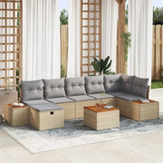 Set Divano da Giardino con cuscino 8 pcs Beige Poly Rattan 3360979