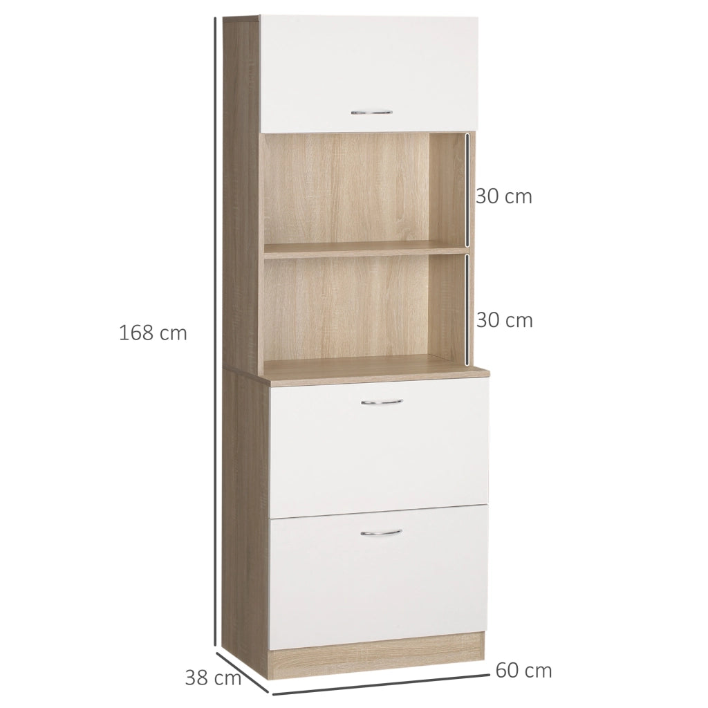 Armadio da cucina con cassetti e ripiano ¨C zephmum ¨C bianco 60x38x168 cm