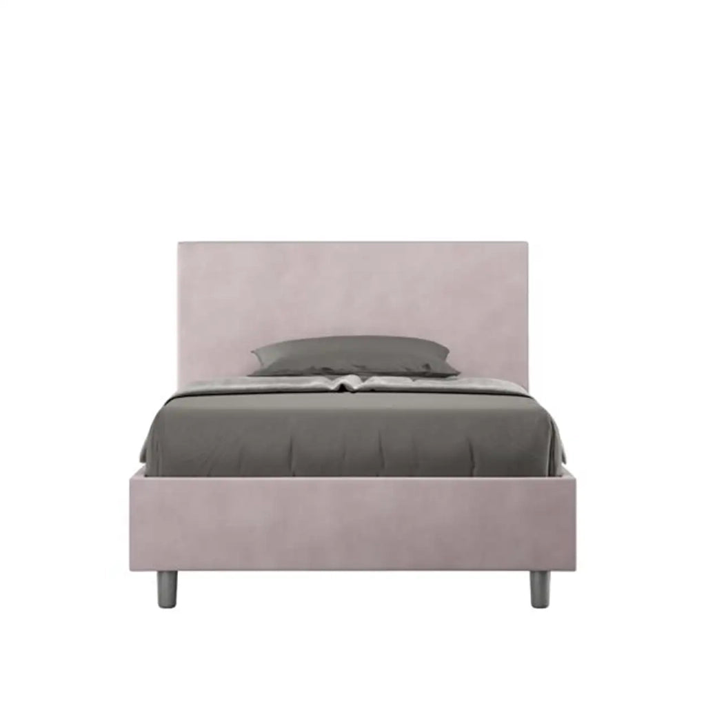 Letto una piazza e mezza con rete imbottito 120x190 microfibra glicine Adele