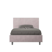 Letto una piazza e mezza con rete imbottito 120x190 microfibra glicine Adele