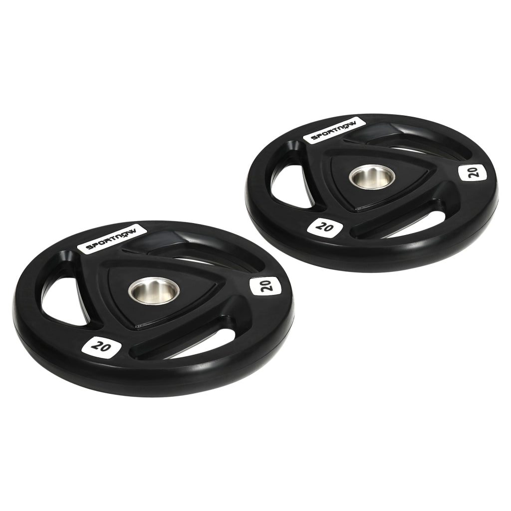 Set di 2 Dischi Pesi da 20kg in Acciaio con Rivestimento in Gomma per Bilanciere