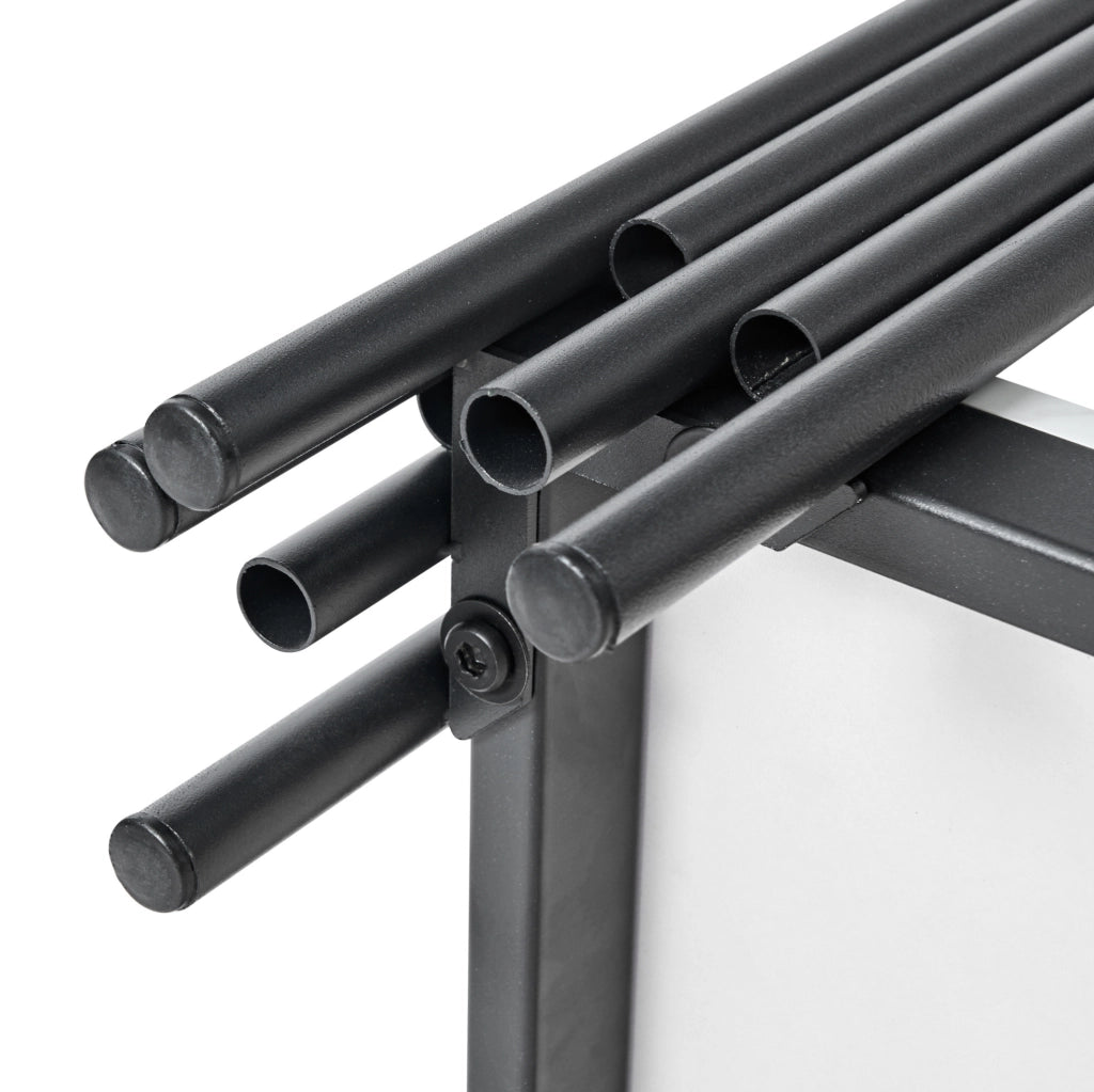 Tavolo Consolle Moderno con 2 Ripiani, Effetto Marmo Bianco, Struttura in Metallo Nero, L123.5 x P33.5 x H80 cm