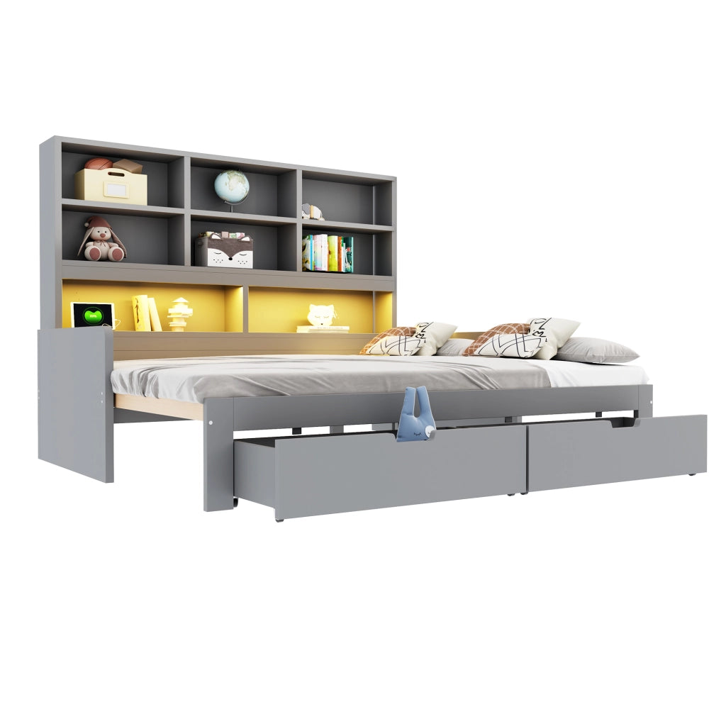 letto multifunzione mdf grigio 90 x 200 cm