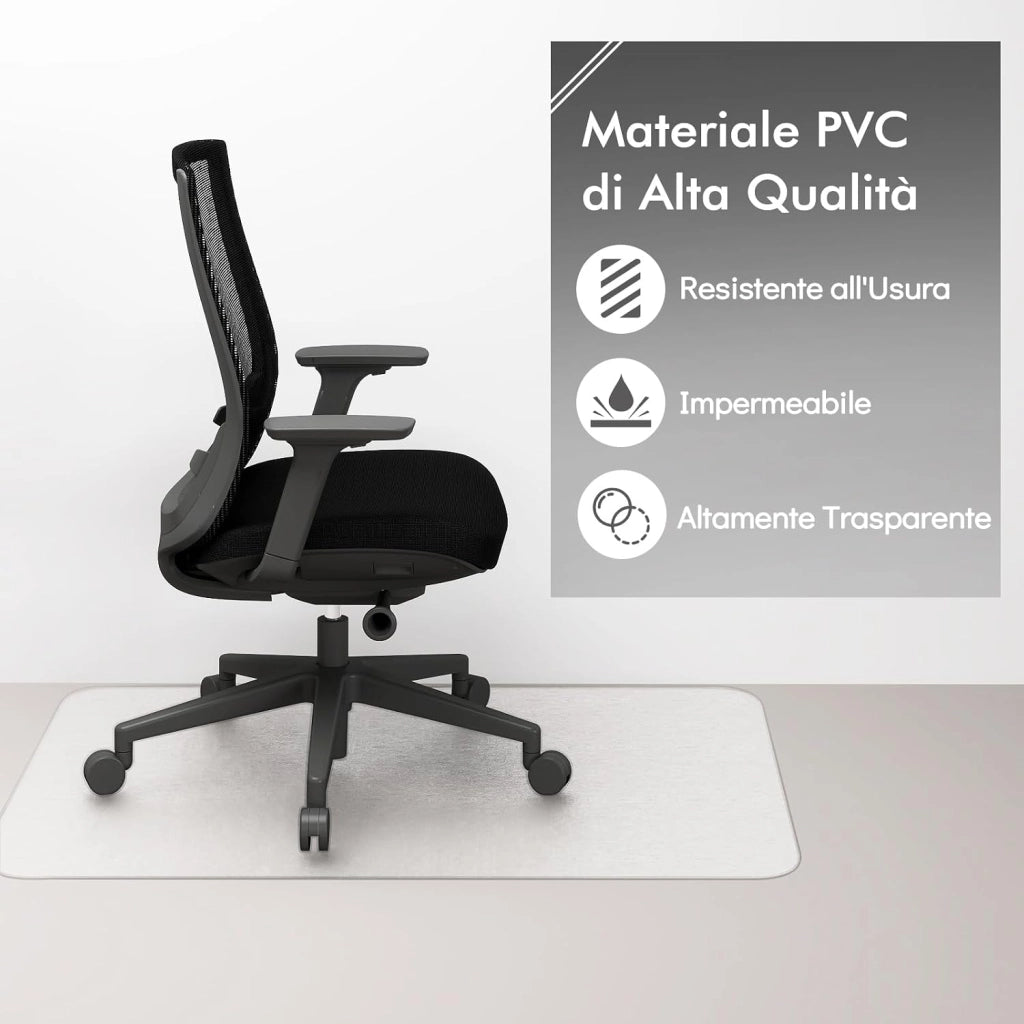 Tappetino per Sedie da Ufficio per Pavimenti in Legno Massello, Tappetino Trasparente in PVC per Sedie con Rotelle, Tappeto Protettivo per Pavimenti (180 x 160 cm)