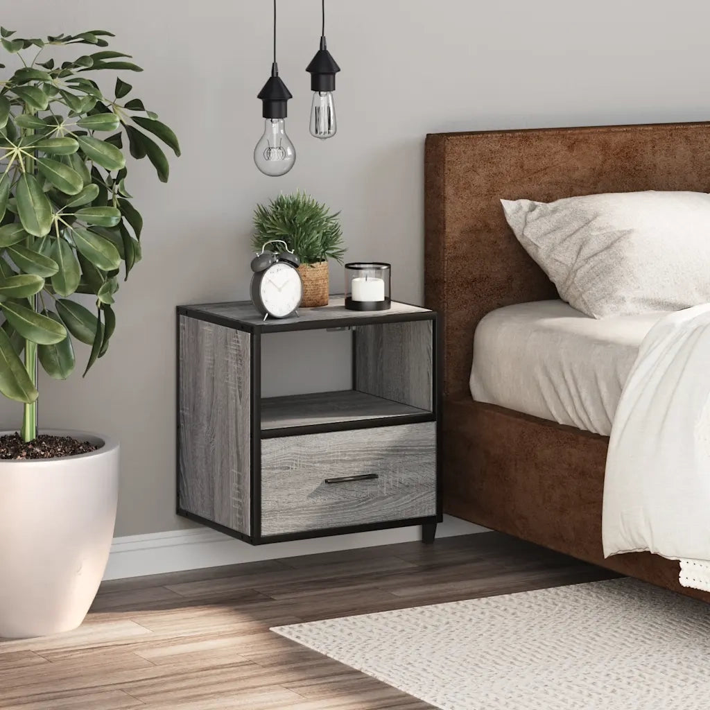 Comodino | Armadio da Notte | Mobiletto da notte a Muro Grigio Sonoma 40x31x39,5 cm