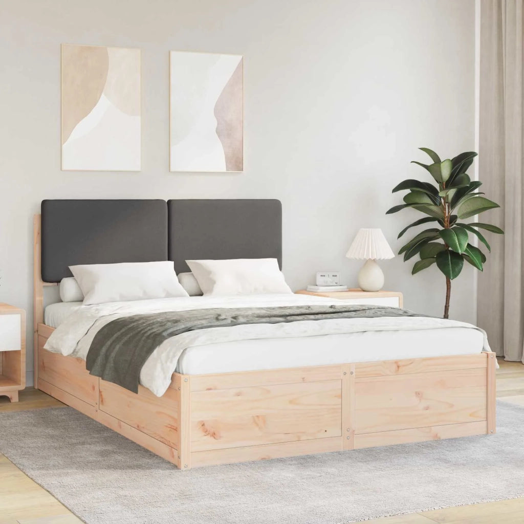 Letto con Testiera Rivestita Grigio scuro 150 x 200 cm