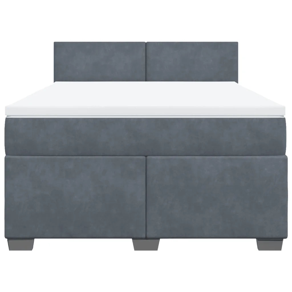 Giroletto a Molle con Materasso Grigio Scuro 160x200 cm Velluto