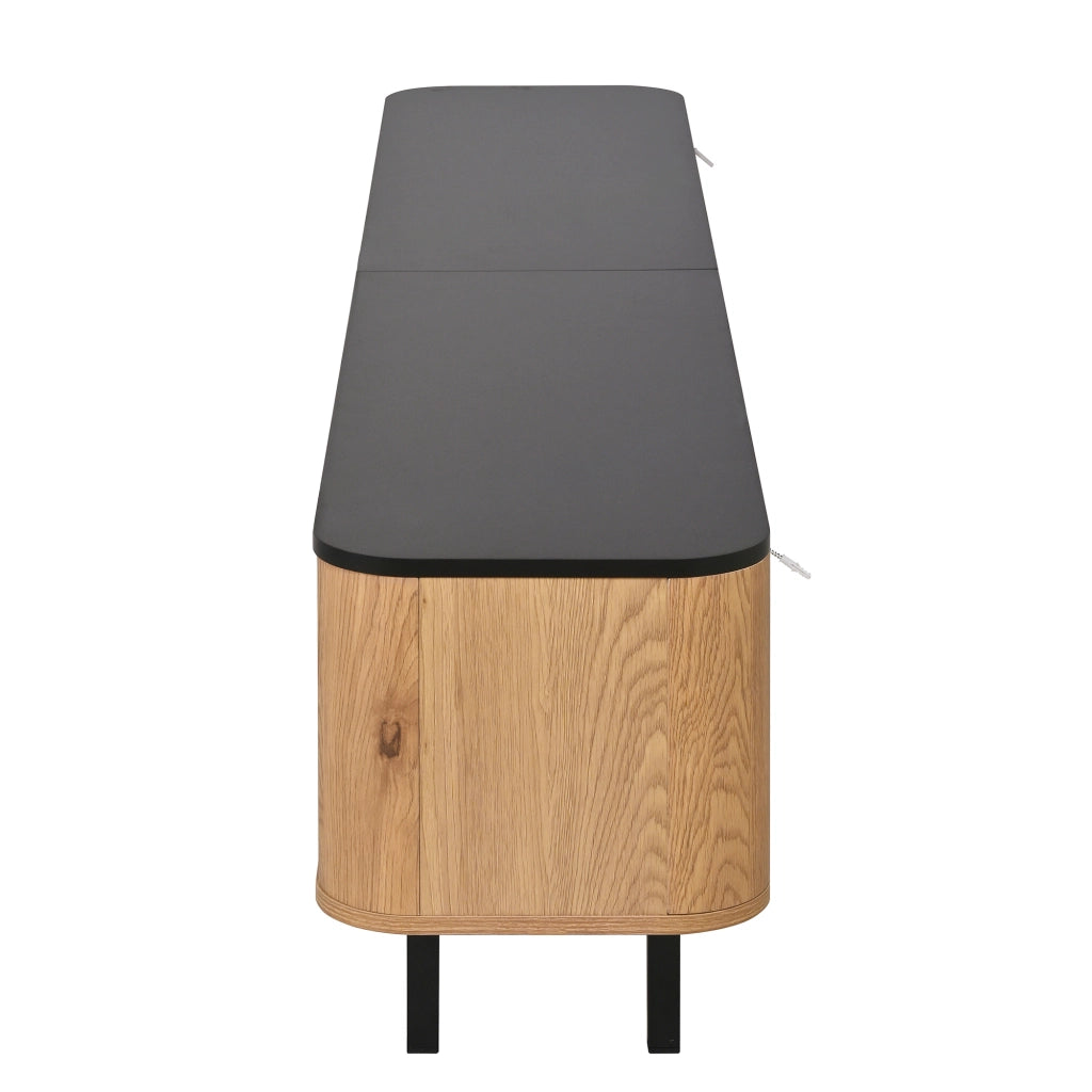 Mobile TV moderno con ante a griglia 190 x 35 x 45 cm in MDF e truciolare; color rovere