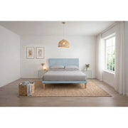 Letto imbottito Matrimoniale 160x200 cm Flat - Con rete,Microfibra,Azzurro