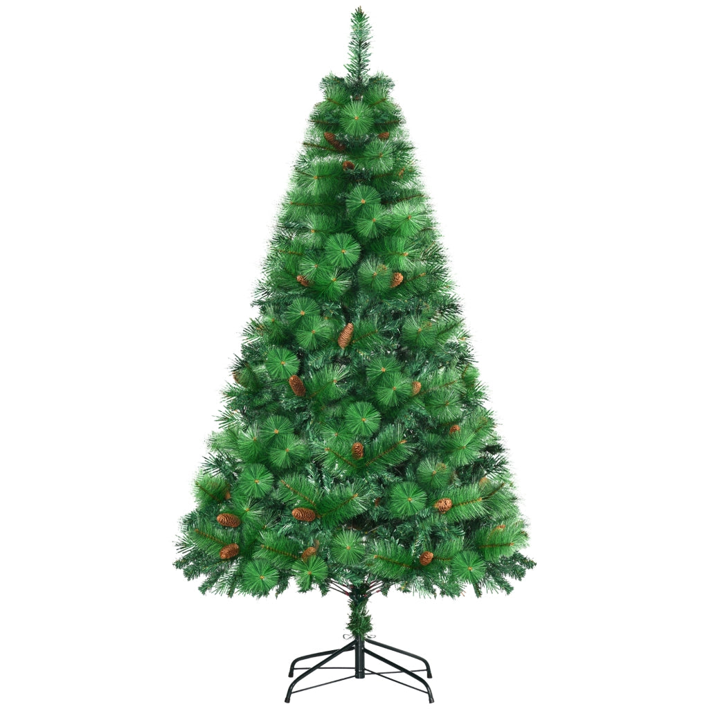 Albero di Natale Decorato con Pigne ¨C zephmum ¨C Verde, PE e PVC, ¦µ116x180 cm