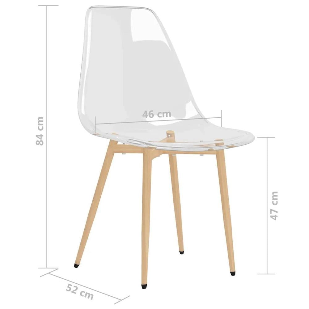 Dining Chairs, 2 Pieces, Transparent PET