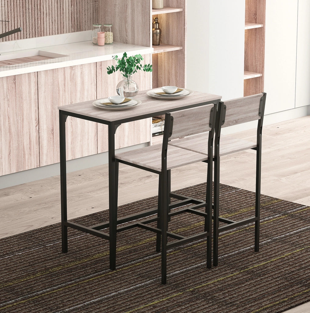 Set tavolo da bar 3 pezzi 89x45x87 cm naturale con 2 sgabelli