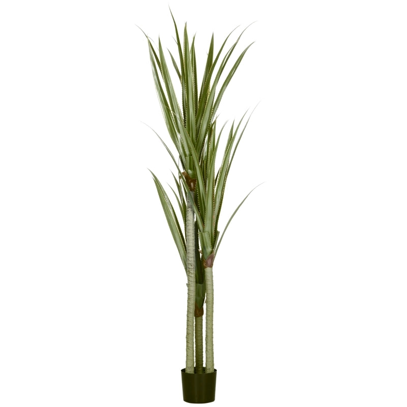 Pianta artificiale di yucca con vaso in cemento e 39 foglie in plastica PE verde, 190 cm per interno ed esterno