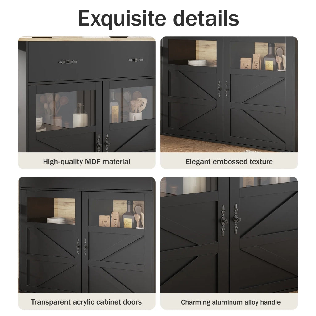Tavolo bar allungabile nero con ripiano girevole a 360° e contenitore, 138-204x39x104 cm