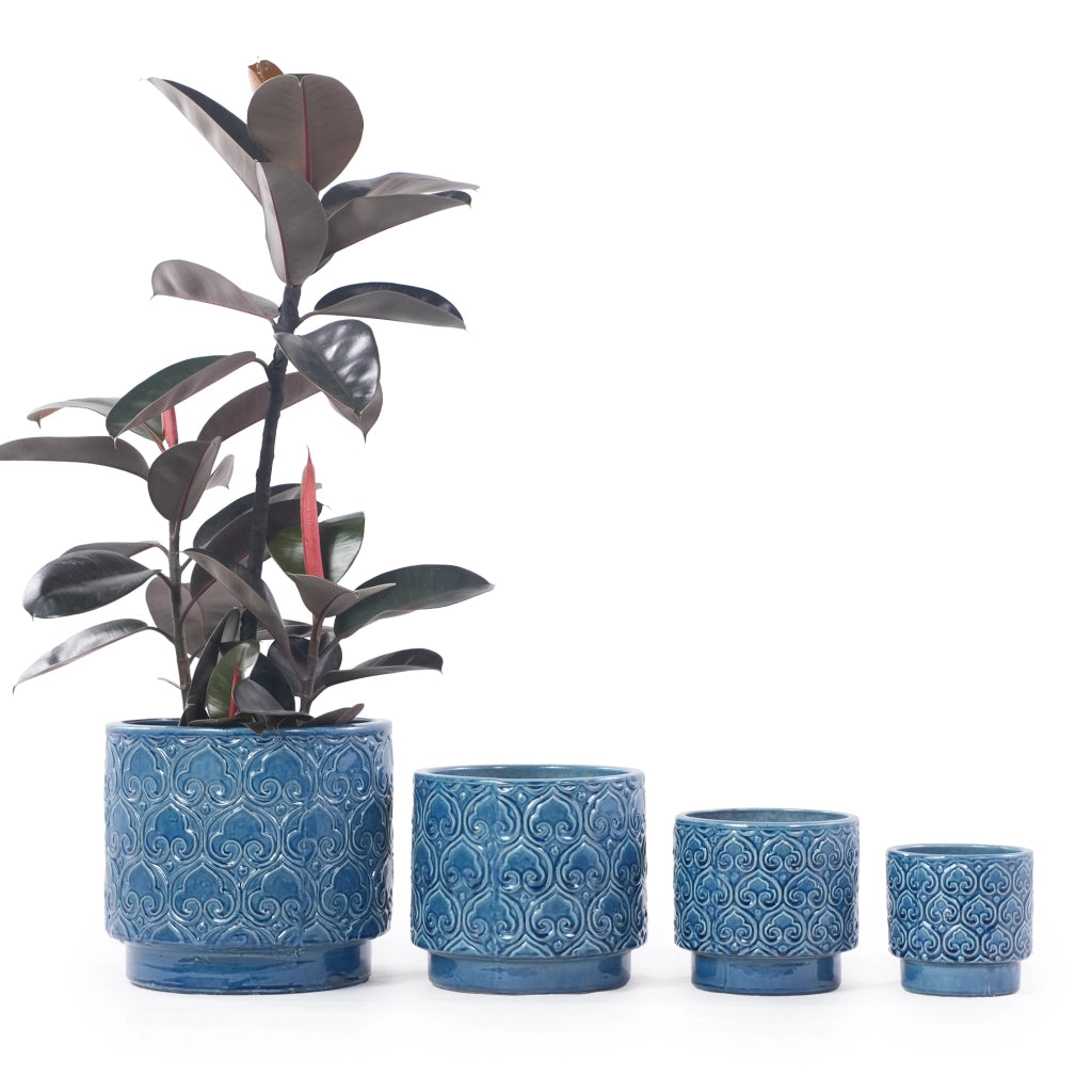 Vaso da giardino ¨C Minimal ¨C blu in ceramica ?38 cm resistente al gelo foro di drenaggio