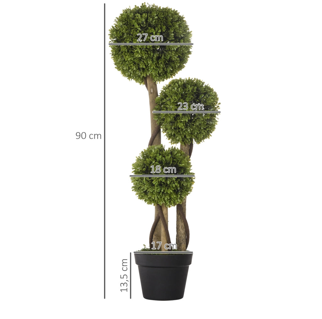 Pianta artificiale ULEVR bosso 90 cm in vaso, decorazione verde in plastica per interni ed esterni