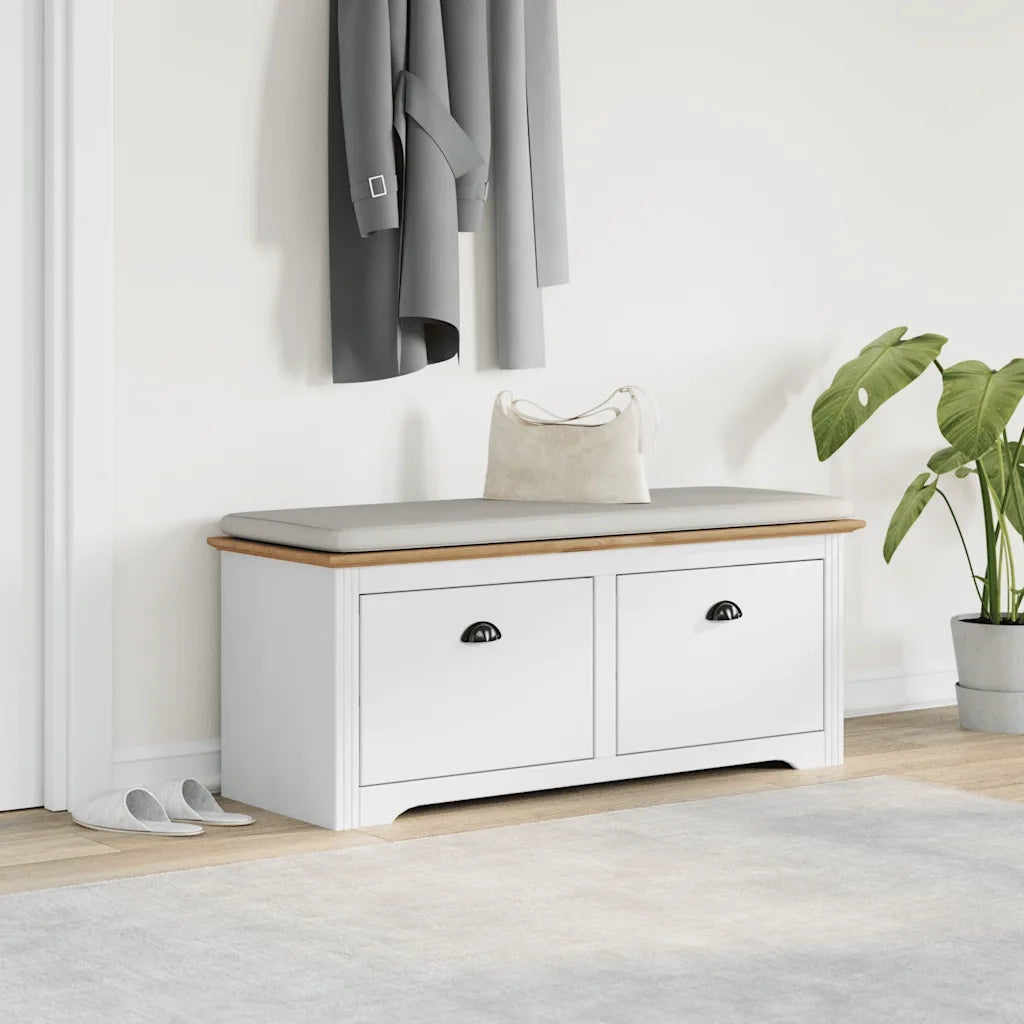 Panca da Ingresso BODO Bianca e Marrone 114x40x45 cm